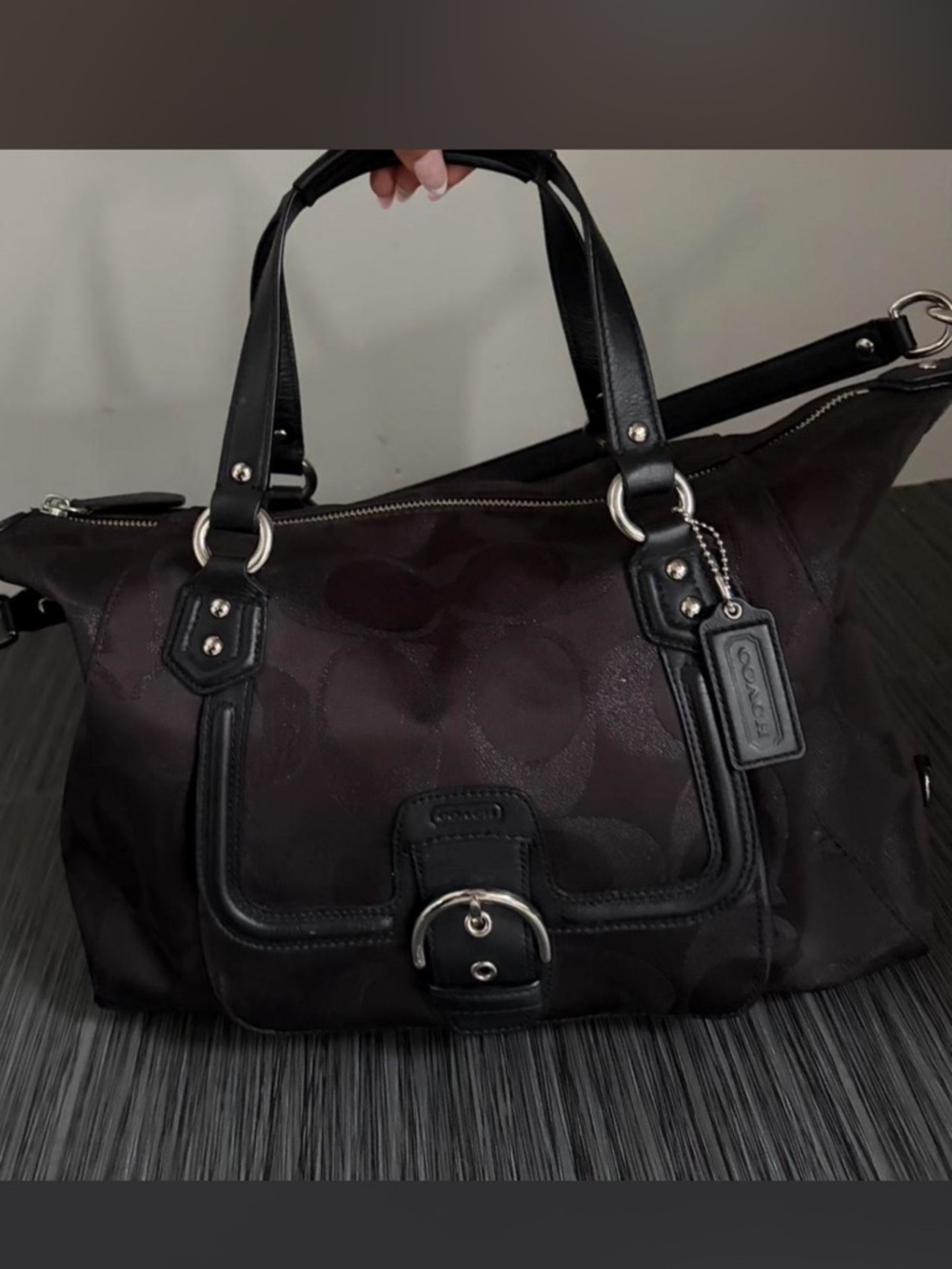Coach Black Signature Canvas Shoulder Bag